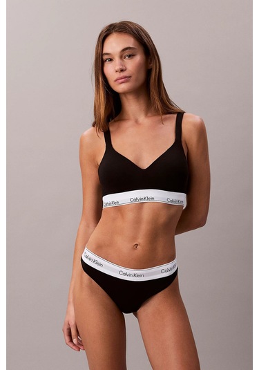 Kadın Logo Bantlı String Külot - Siyah Black