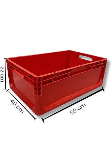 Alpbx 1.kalite Kırmızı Plastik Kasa 60x40x22 Cm - Kutu 44 Litre Kırmızı