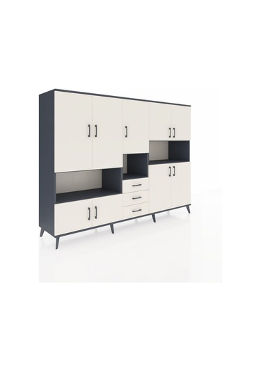 Hyperion Dolap 13 Raflı 3 Çekmeceli 9 Kapaklı 220x44x163 Antrasit Antrasit-aytaşı