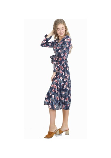 Vikings Jeans Elbise Trend Çicekli Çokrenkli Çok Renkli