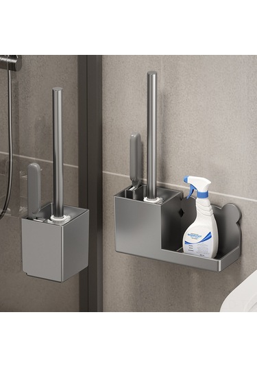 Yuntech01 Duvar Takılı Tuvalet Fırçası Tutucu - Delme Yok Kurulum, Sıfır Açıklık Temizleme, Plastik Materyal, Gri Renk, Tekli Paket Diğer