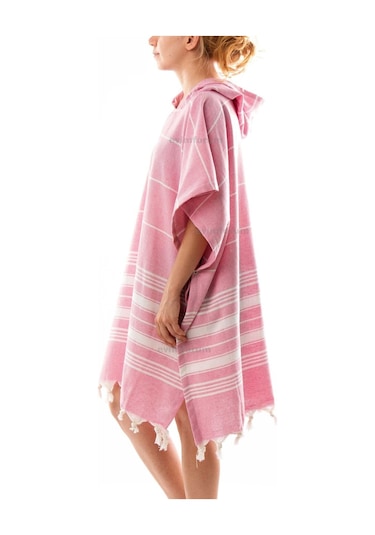 %100 Pamuk Yetişkin Peştemal Panço Bornoz Plaj Havlusu Pembe L-xl Pembe