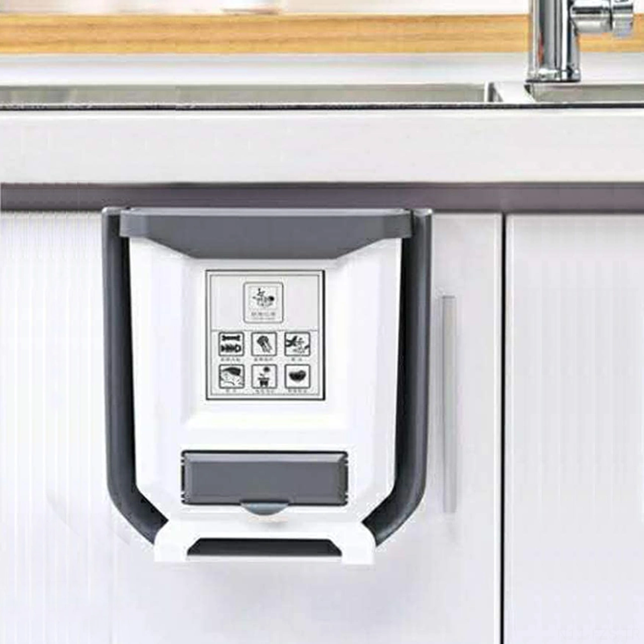 Fosenze Küçük Boy 8l Beyaz Duvarlı Katlanabilir Mutfak Çöp Kutusu - Pp+tpr Malzeme, Kuru-ıslak Sınıflandırma, Zırhlı Taşıma Kapasitesi