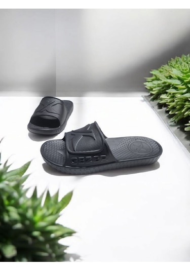 Erkek Eva Kaydırmaz Taban Islak Zemin X Plaj,deniz,havuz Terlik Siyah