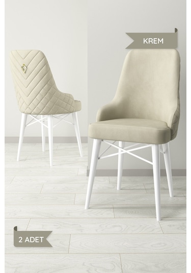 Ege Serisi,beyaz Gürgen Ayaklı 1.sınıf Babyface Kumaş Cappucino Sandalye 2 Adet Krem