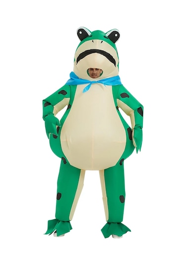 Şişme Kurbağa Kostüm Komik Tam Vücut Blow Up Cosplay Kostüm Seti