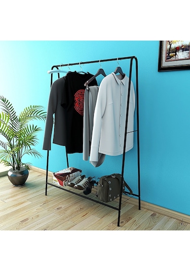 Oval Telli Siyah Butik Elbise Askılığı Konfeksiyon Askılık Siyah
