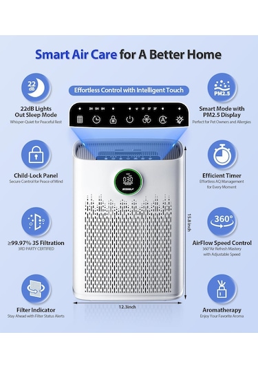 Yk Desing Zy3866wf Hava Temizleyici, Koku Giderici Ve Hava Nemlendirici Beyaz