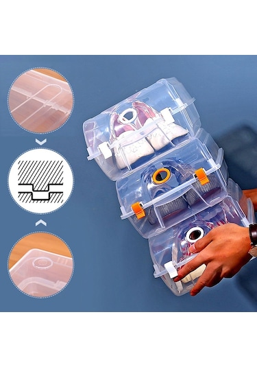 Cbtx 4pcs Ev Dolap Rafı İçin Sert Plastik Ayakkabı Saklama S Mavi