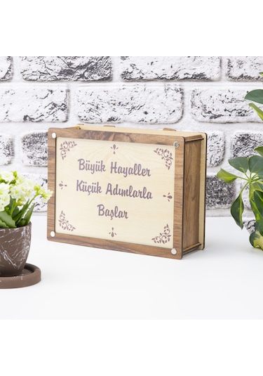 Deep Creative Parabox Hedef Kumbarası Ahşap-krem Rengi Ahşap Kilitli