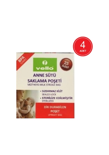 Vello Anne Sütü Saklama Poşeti 4 x 25 Adet