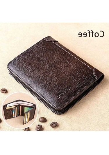 Createtech Bosphorusboutique Vintage Tutucu Kredi Kartı Cüzdan, Rfıd Korumalı Kahverengi Erkekler İçin Kahverengi