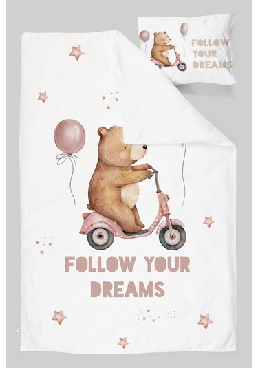 Organik Tek Kişilik Nevresim Takımı 160x220 - Minik Gezgin Renkli