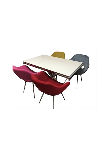 Masa X Takım model Metal transmisyon çelik nikelaj ayak Yan Açıl Glosspan Tabla Monaco Dökme sünger sandalye baby Face kalite kumaş Beyaz