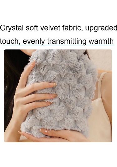 İmitasyon Tavşan Kürkü Su Dolu Pvc Soğuk / Sıcak Kompresler İçin Patlamaya Dayanıklı Sıcak Su Torbası, Renk: Mavi 1000ml