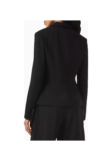 12storeez Mat Krep Kumaş,v Yaka, Düğmeli Fitted Kadın Blazer Siyah