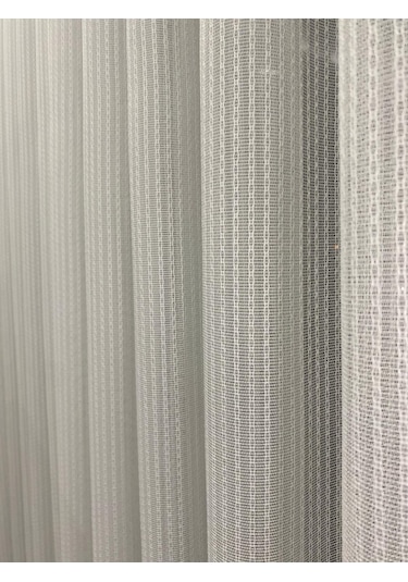4042 Desenli Modern Ekru Tül Perde 1/2,5 Orta Normal Pileli Ekru