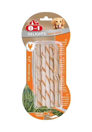 8in1 Delights Twisted Sticks Tavuklu Köpek Ağız Bakım Çubuğu 10'lu 55 G