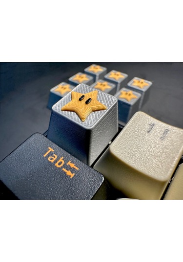 Super Mario Yıldız Keycap 3 Lü Set Mekanik Klavye Uyumlu Renkli