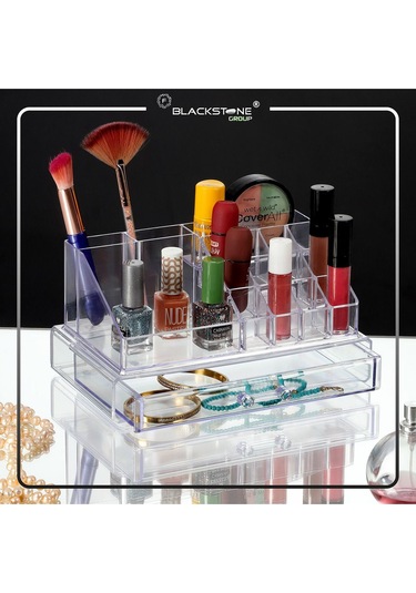 F Blackstone Lüx Makyaj Organizerli Çekmece Set Şeffaf Beyaz