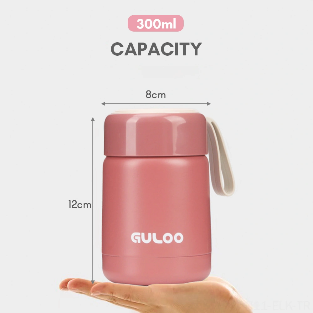 Xindoker 300ml Çocukluk Çağı Termos Kavanozu - 304 Paslanmaz Çelik - Isı Saklama Fonksiyonu - Gül Kurusu Rengi GÜMÜŞ