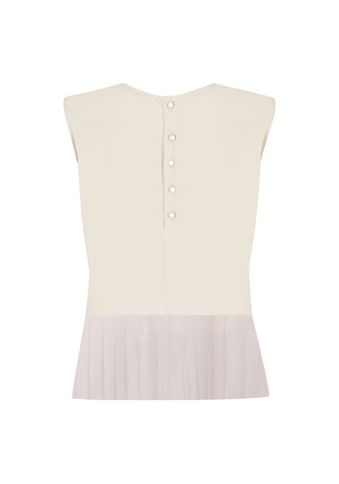 Kadın Inci Düğme Detaylı Peplum Bluz Frn1102 Beyaz