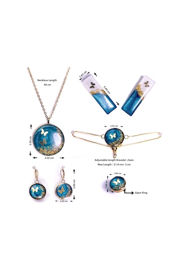 Ronik Altın Kaplama Çelik Kolye Küpe Bileklik Yüzük ve Saç Tokası 80923991 Altın