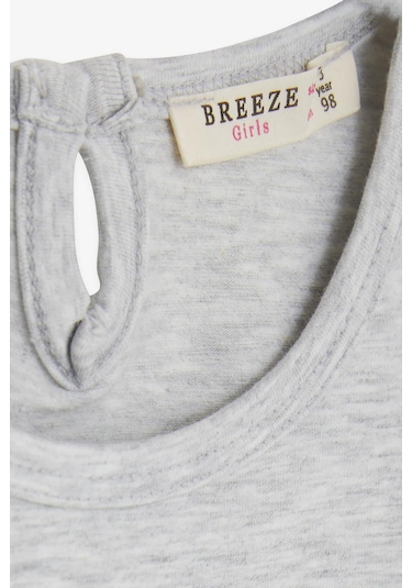 Breeze Kız Bebek Uzun Kollu Tişört Danscı Kız Baskılı Güpürlü 9 Ay-3 Yaş, Açık Gri Melanj-açık Gri Melanj Açık Gri Melanj