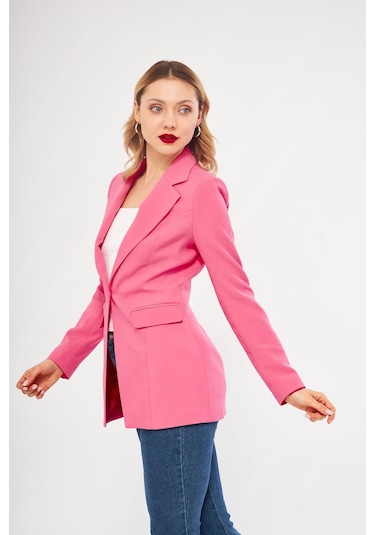 Lovelf Tek Düğme Klasik Ceket Pembe Pembe