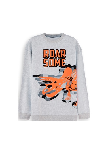 Denokids Roar Erkek Çocuk Sweatshirt - Gri