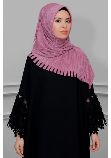 Gül Kurusu Pratik Hazır Geçmeli Tesettür Eşarp Fukuro Piliseli Sa (545491416) Gülkurusu