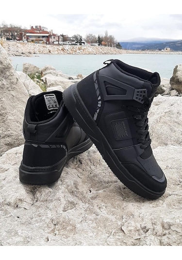 Dunlop 2238-2243 Siyah, Fuspetli Ortapedik Boğazlı  Basket Spor Ayakkabı AYKSAYAK-000490