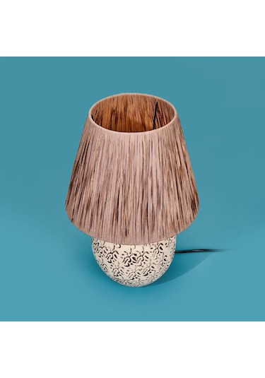Safirr Light Holbeak Seramik Abajur - Bej - 35x35x25 Cm Çok Renkli