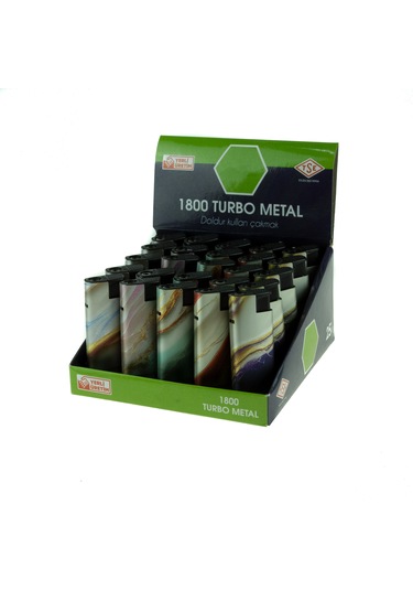 Turbo 18 Turbo Mermer Metal Rüzgarda Sönmeyen Çakmak 25'li