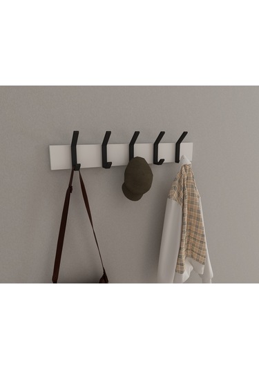 Hepsi3boyutlu Modern Duvar Kapı Askılık - 5 Adet Siyah Askılık Siyah