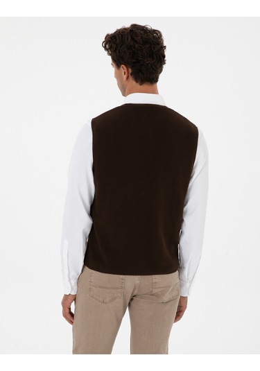 Pierre Cardin Erkek Koyu Kahverengi Yelek Triko 50317313-vr084 Koyu Kahverengi