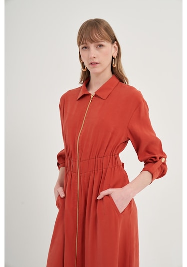 Ftz Modal Elbise Kiremit 31033 Kiremit