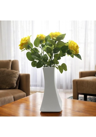 T.concept Dekoratif Dayanıklı Zarif Tek Dal Gül Canlı Sarı Renk