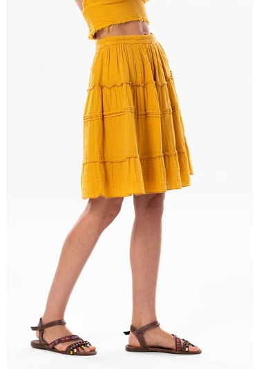 Benan Beli Lastikli Kısa Yazlık Müslin Etek Hardal Hrd-hardal Hardal