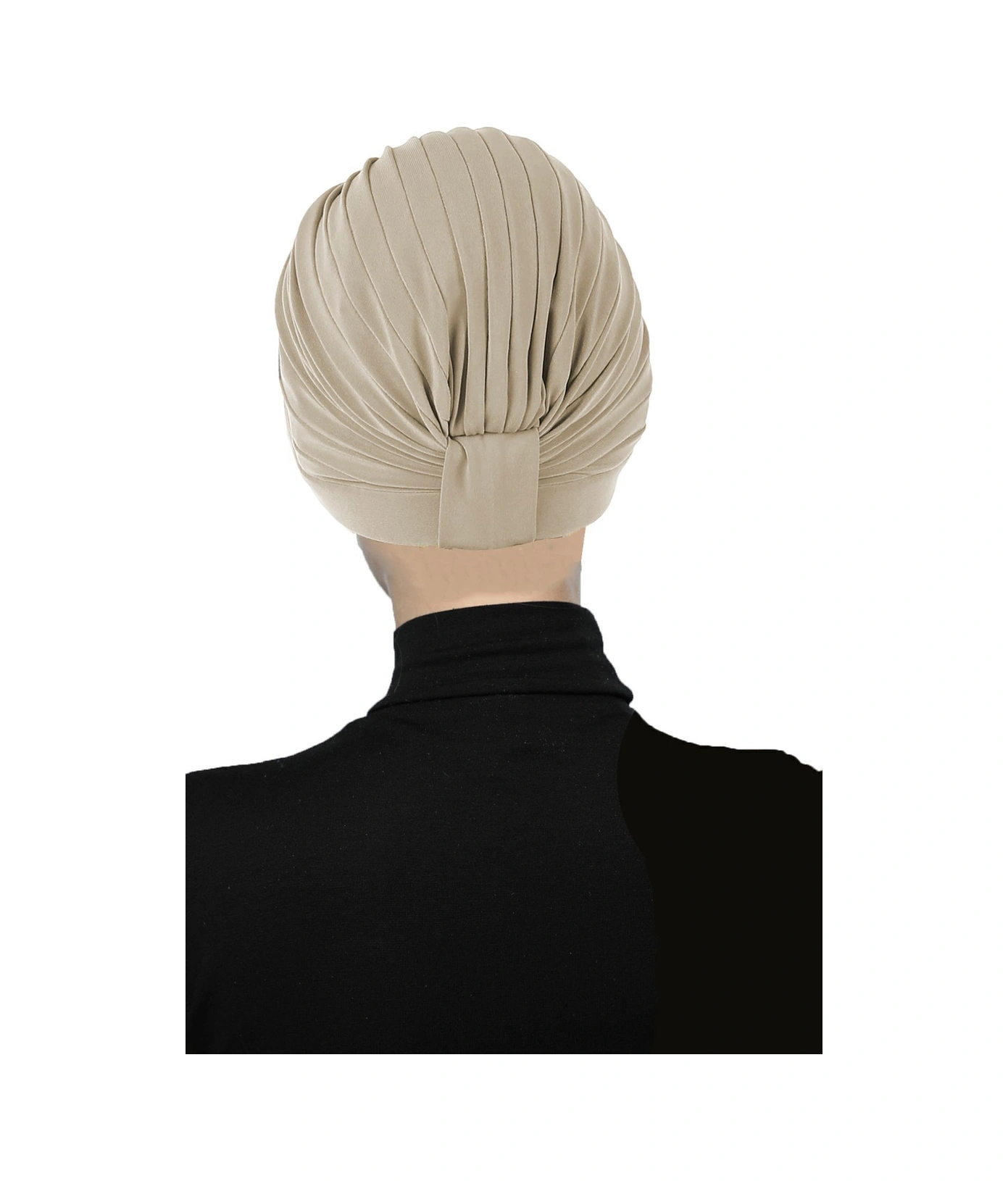 Bantlı Ön Ve Ensesi Bantlı Nervürlü Bej Süngerli Hazır Türban Tesettür Bone Havuz Bonesi Bej