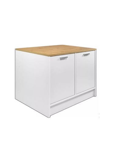 Bihter Mutfak Adası Alt Modül 100 Cm Beyaz Tezgah Dahil Beyaz