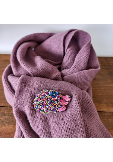 Atölye Bigi El Yapımı Kirpi Broş BR9N Pembe Çok Renkli