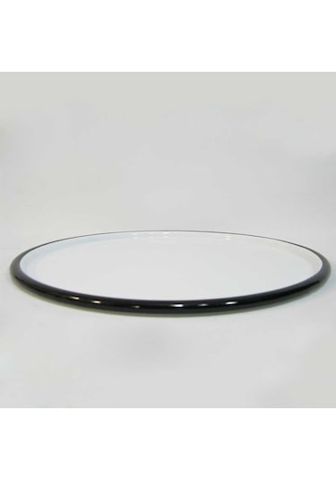 Emaye Pizza Tabağı 28 Cm Siyah Beyaz - Siyah