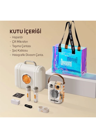 Divoom Spark Pro Çift Karaoke Mikrofonlu 80 W Bluetooth Hoparlör