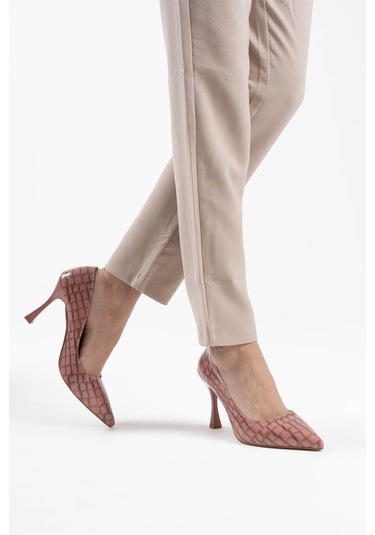 Harper Kadın Somon Kroko Rugan Stiletto Somon
