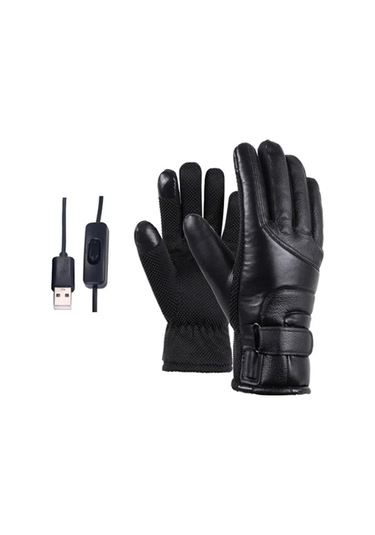 Yuntech01 Usb Isıtmalı Siyah Motosiklet Eldiveni - Su Geçirmez, Dokunmatik Ekran Uyumlu, Sürekli Sıcaklık Isı Kontrolü