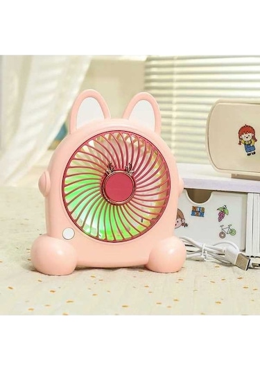 Supermarket1 Küçük Pembe Fan Usb Şarj 3 Vites Masaüstü Başucu Ev Fanı