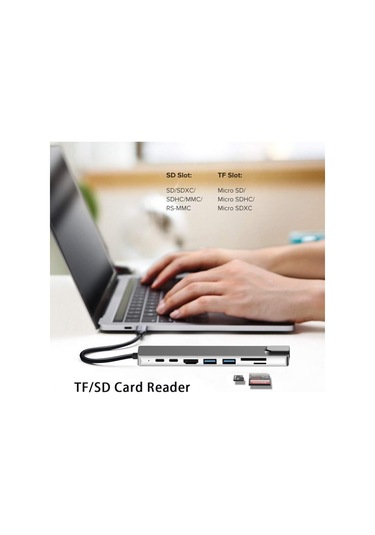 8 In 1 4K Type C Usb 3.0 Hub Hdmı Rj45 Sdtf Adaptörü Hmxplus
