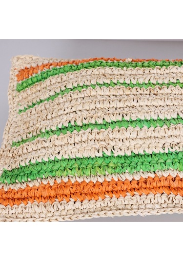 Çift Yön Örgü 30x50 Cm. Doğal Renkli Rafya Kırlent Mix