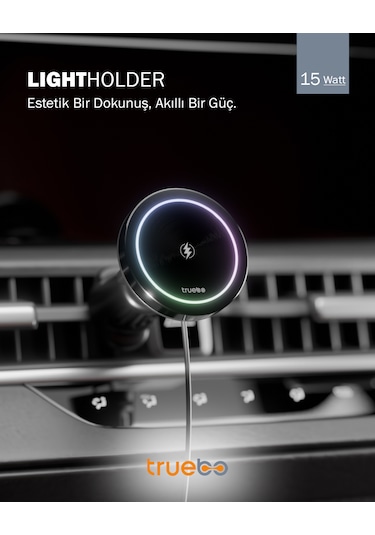 Truebo LightHolder Magsafe Şarjlı RGB Araç Telefon Tutucu